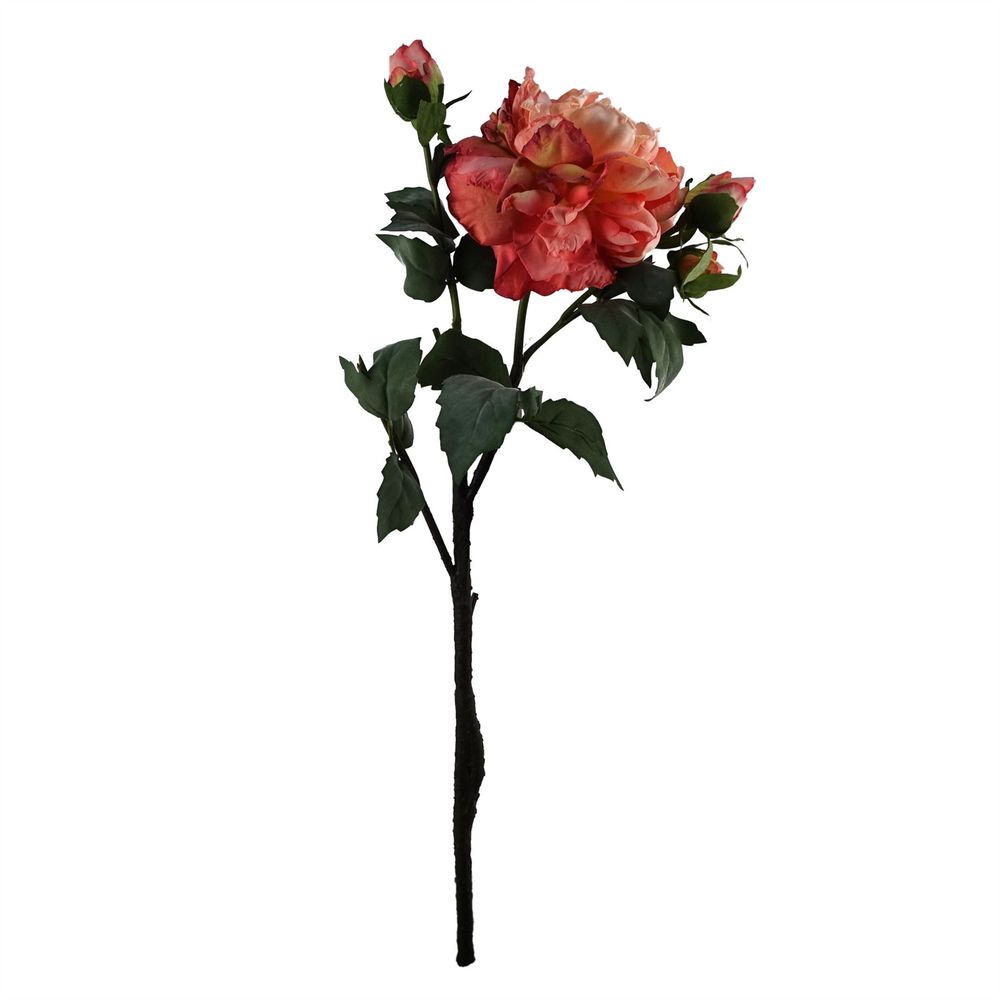 60cm Pink Artificial Peony Flower - 1 Flower, 3 Buds