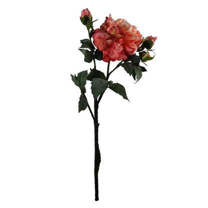 60cm Pink Artificial Peony Flower - 1 Flower, 3 Buds