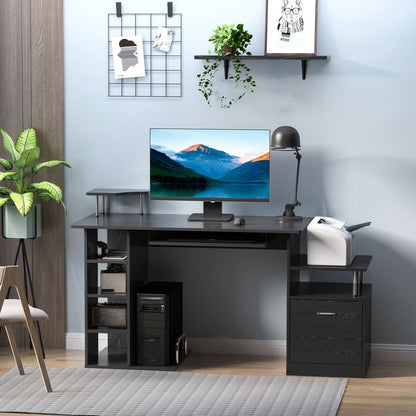 Wood Computer Desk with Drawer and Shelf for Laptop Workstation in Home Office