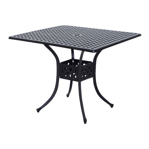 Stylish Square Aluminium Outdoor Dining Table with Umbrella Hole