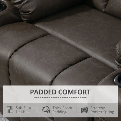 Brown PU Leather Manual Recliner Armchair for Comfortable Living Room Seating