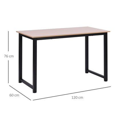 Oak Grain Metal Frame Computer Desk, 120W x 60D x 76Hcm for Stylish Office Use