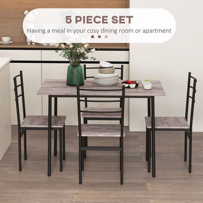 Space-Saving 5-Piece Dining Table and Chairs Set with 4 Chairs for Compact Dining Spaces