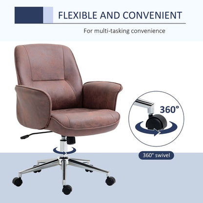 Red Microfibre Office Desk Chair with Swivel Wheels and Tilt Function for Comfort