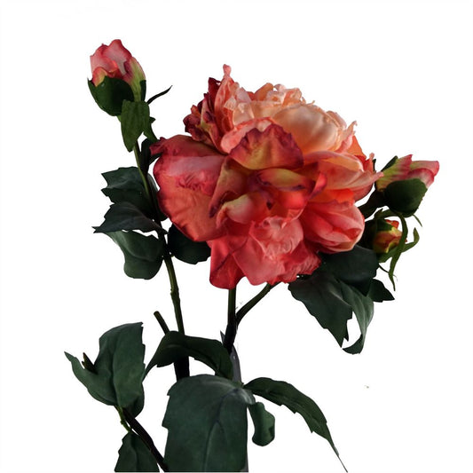 60cm Pink Artificial Peony Flower - 1 Flower, 3 Buds