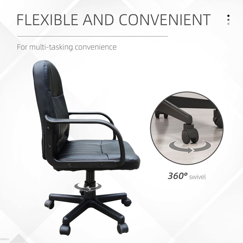 Black PU Leather Swivel Executive Office Chair, Ideal for Computer Desk and Gaming