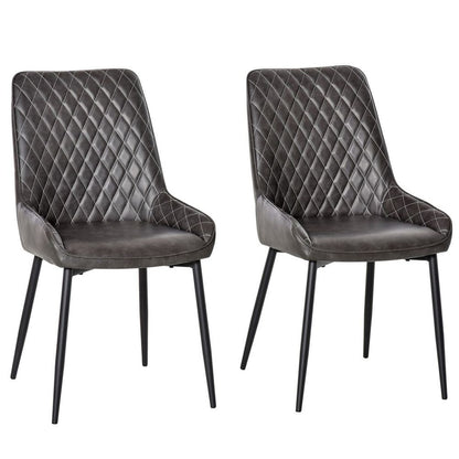 Set of 2 Retro Dining Chairs with PU Leather Upholstery