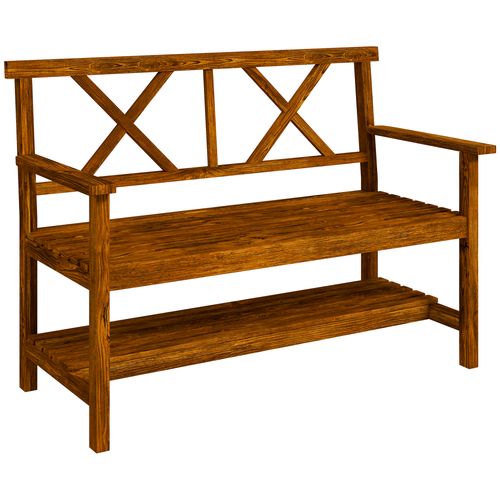 2-Seater Garden Bench with Storage - Stylish Outdoor Fir Wood