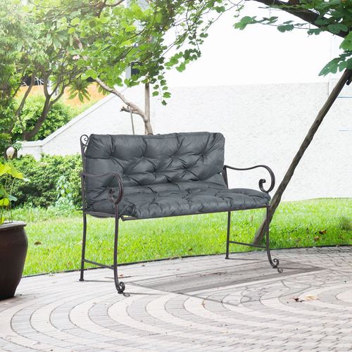 Comfortable 2-Seater Outdoor Garden Bench Cushion - Dark Grey with Ties