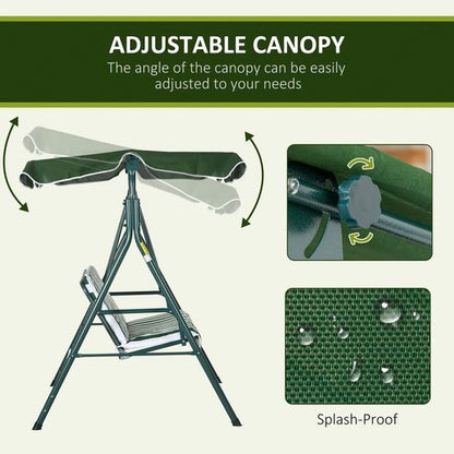 Cosy 3-Person Outdoor Swing Chair with Adjustable Canopy – Green Comfort