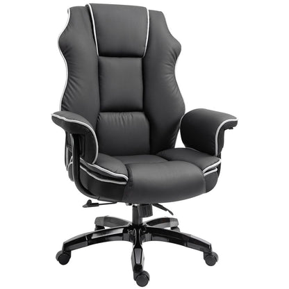 Black Piped PU Leather High-Back Gaming Chair with Padded Comfort for Office Use