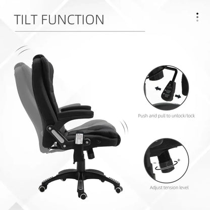 Black Executive Reclining Chair with Heating Massage Points for Comfort and Style