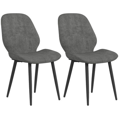 Set of 2 Upholstered Dining Chairs – Kitchen Chairs with Metal Legs – Grey