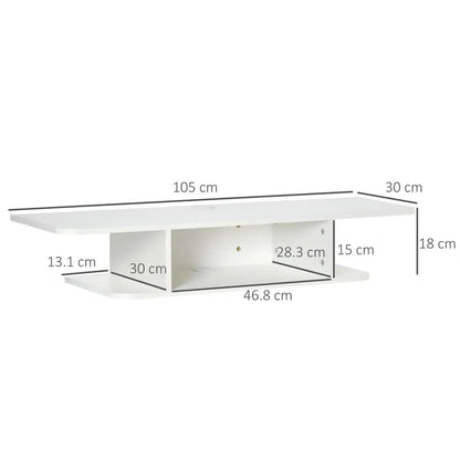 Floating TV Unit Stand – Wall-Mounted Media Console with Storage Shelf – White