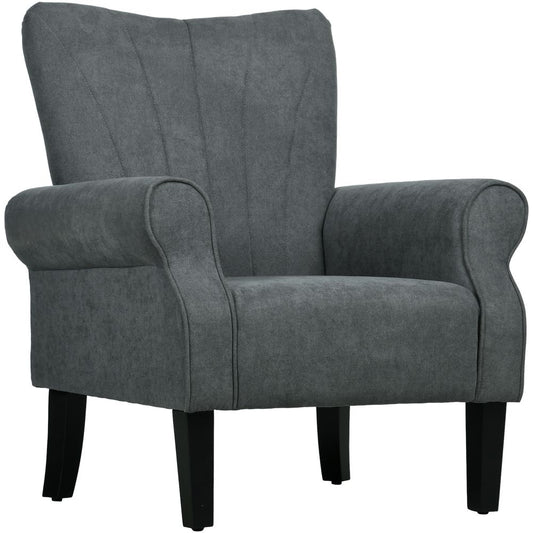 Upholstered Modern Accent Armchair with Wood Legs in Grey for Contemporary Interiors