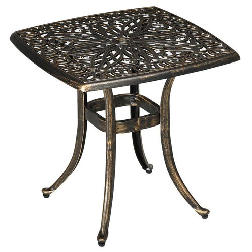 Elegant Aluminium Outdoor Side Table with Umbrella Hole - Bronze Finish