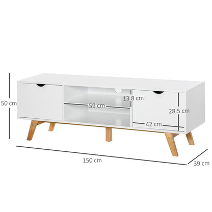 White Particle Board Media Unit with 4 Compartments, Modern Storage