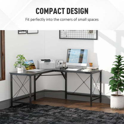 Black Corner L-Shape Desk, Ideal for Home Office and Gaming Computer Workstation