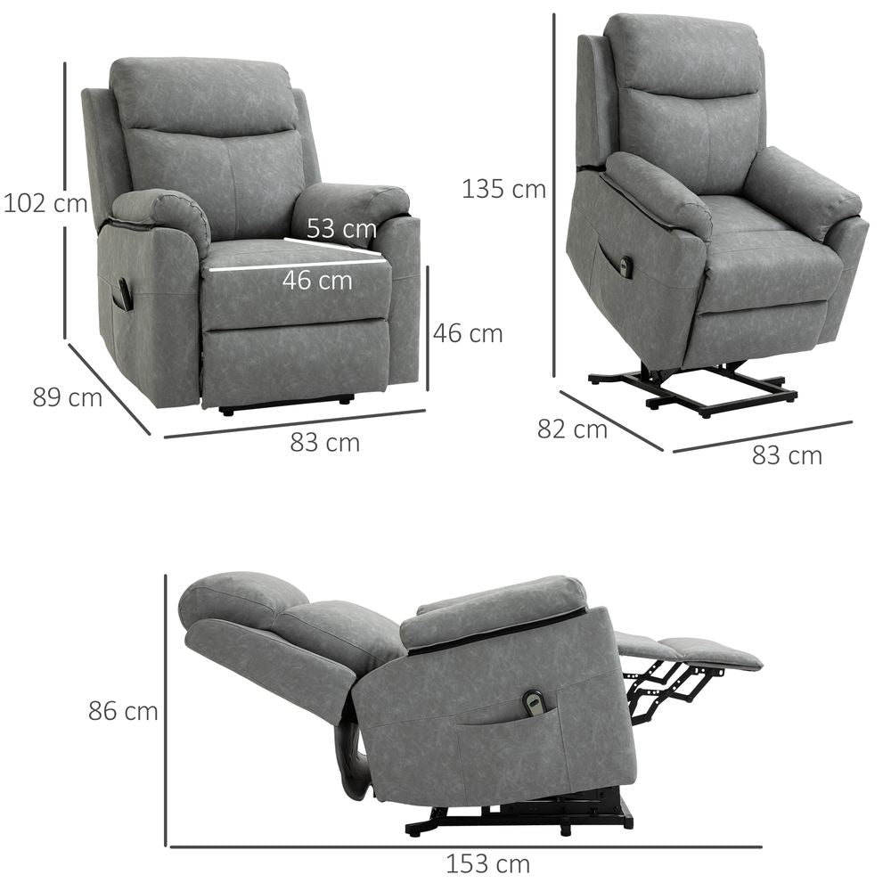 Grey Power Lift Chair with Electric Riser Function and Remote Control for Comfort