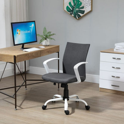 Dark Grey Linen Swivel Office Chair for Computer Desk and Home Study Tasks