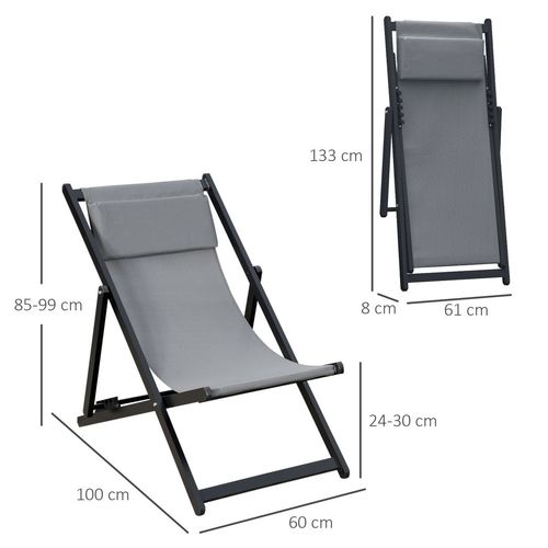 2-Pack Adjustable Patio Recliner Chairs - Grey Lounge Comfort