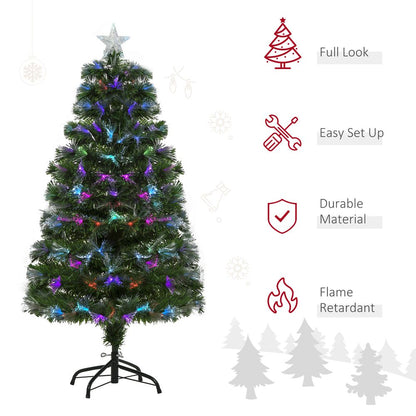 4FT Multicoloured Artificial Christmas Tree with Fibre Optic Lights and Star Holder