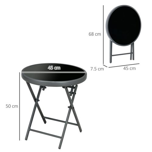 Portable Round Folding Side Table with Elegant Imitation Marble Top