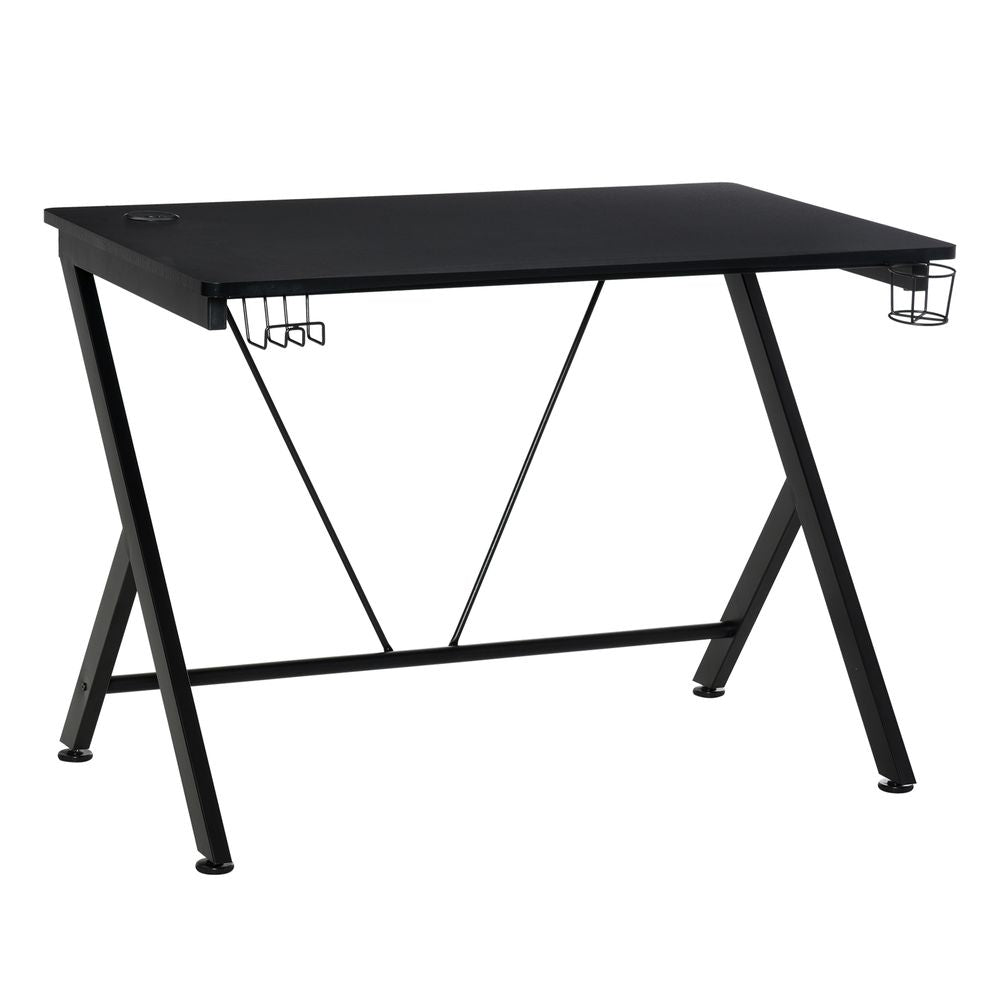 Black Metal Frame Gaming Desk Computer Table for Ultimate Gaming Experience