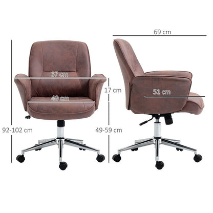 Red Microfibre Office Desk Chair with Swivel Wheels and Tilt Function for Comfort