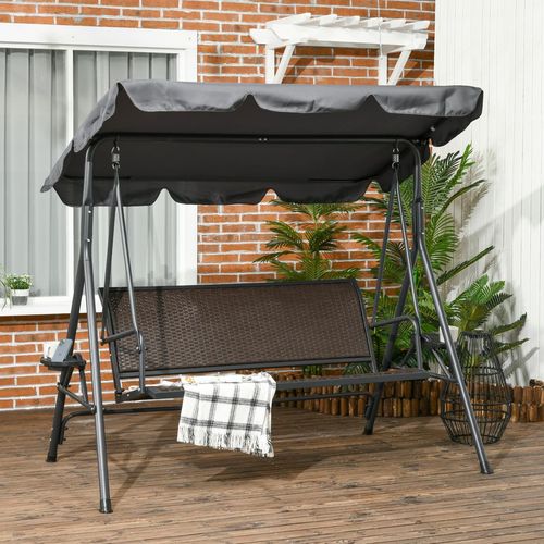 3-Seater Adjustable Canopy Garden Swing Bench - Stylish Comfort!