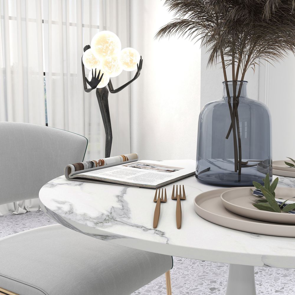 Round Dining Table with Steel Base for Living and Dining Rooms