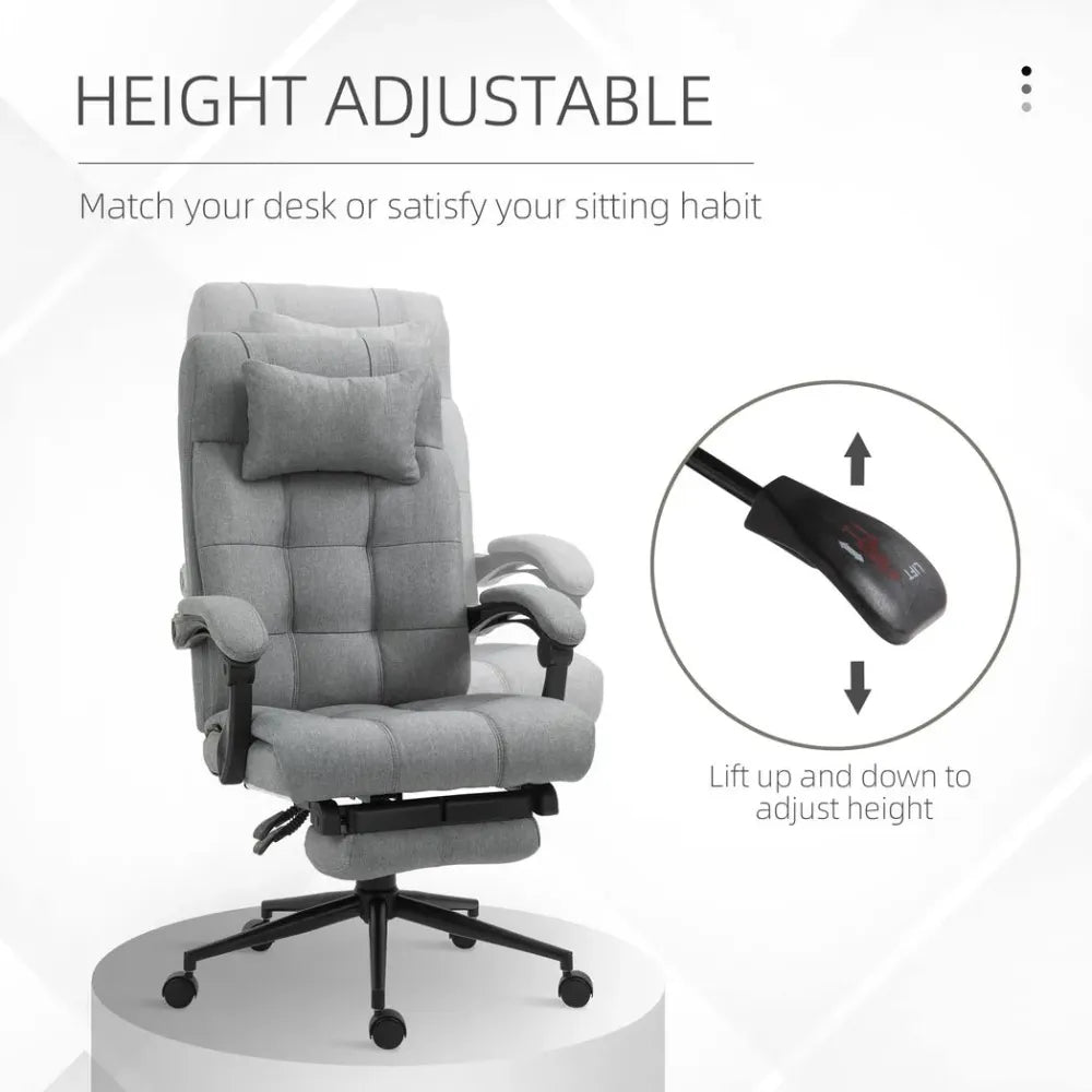 Light Grey Adjustable Height Ergonomic Office Chair with Rolling Swivel and Armrests