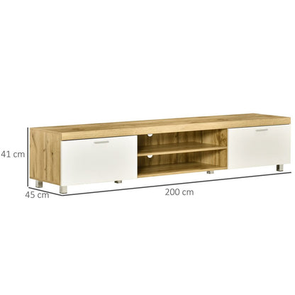 Light Brown Modern TV Unit with Cabinet Shelf for Living Room