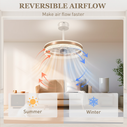 Elegant HOMCOM Ceiling Fan Light: 3 Colors, Remote Control & Quiet Breeze