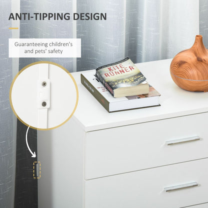 Vertical Storage Cabinet with 4 Drawers and Metal Rails for Anti-Tip Safety