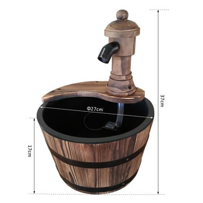 Rustic Barrel Water Pump Fountain - Enchant Your Garden Oasis!