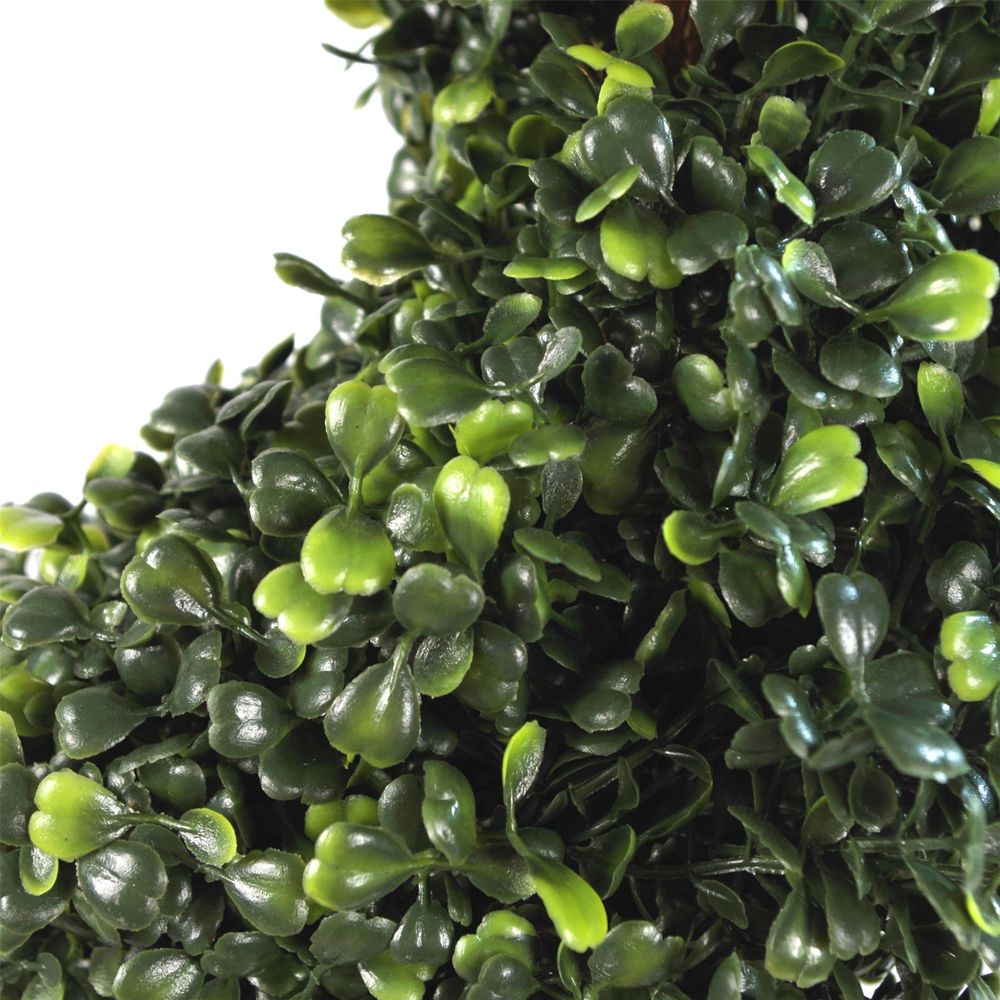 90cm (3ft) Tall Artificial Boxwood Tower Tree with Spiral Top and Metal Base