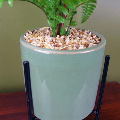 40cm Artificial Fern Plant with Ceramic Planter and Stand