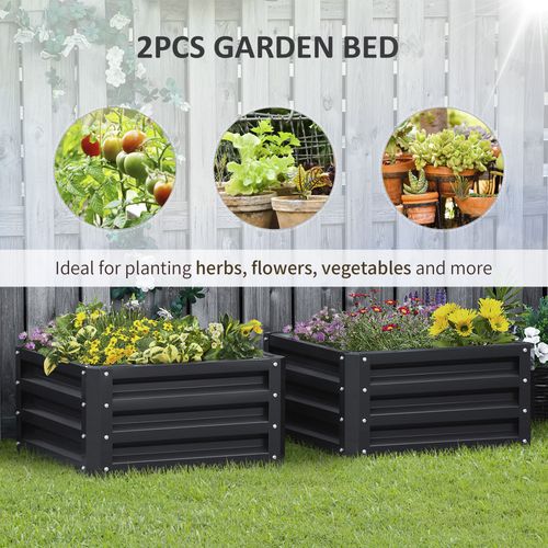 Set of 2 Galvanised Raised Garden Beds - Durable & Easy to Assemble