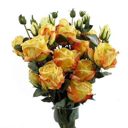 6 x 60cm Yellow Rose Artificial Flower Sprays: 24 Flowers & 18 Buds