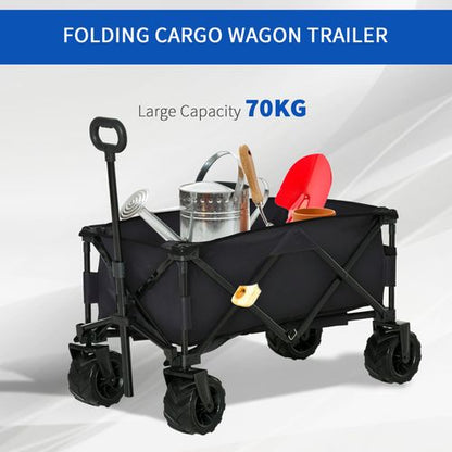 70kg Capacity Folding Beach Cart - Versatile Garden Trolley on Wheels