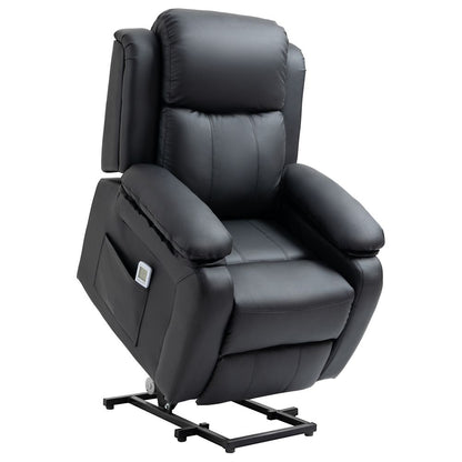 Black Electric Power Lift Recliner Chair with Massage Vibration and Side Pocket for Comfort