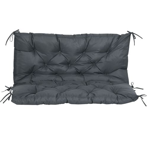 Comfortable 2-Seater Outdoor Garden Bench Cushion - Dark Grey with Ties