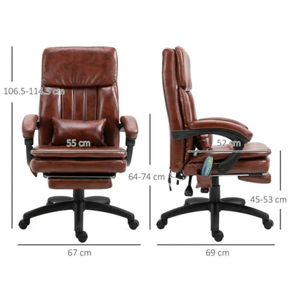 Brown Ergonomic Office Chair with 7 Massage Points, Headrest, Armrest, and Footrest for Comfort