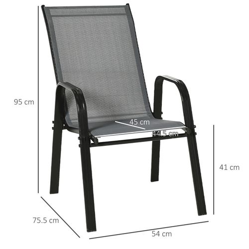 Outsunny Set of 4 Stackable Outdoor Dining Chairs - High Back & Armrests