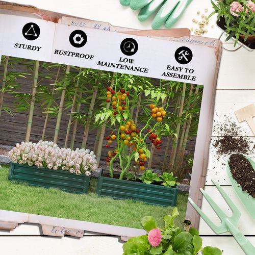 Steel Raised Garden Planter Box Set - Durable & Stylish Green Design