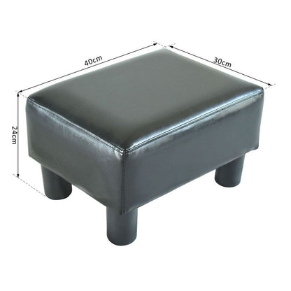 Small Black PU Leather Ottoman Footrest for Home Office or Chair Comfort