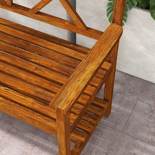 2-Seater Garden Bench with Storage - Stylish Outdoor Fir Wood