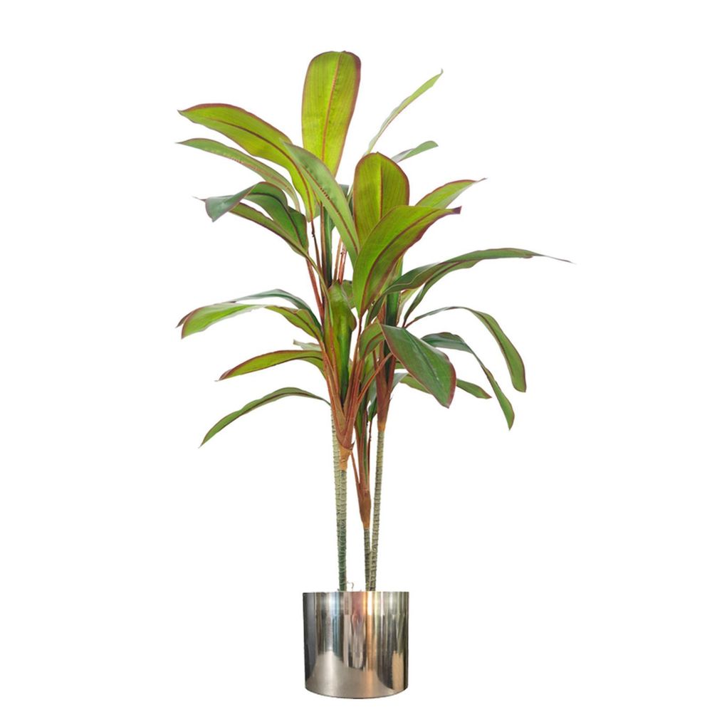 100cm Potted Artificial Dracaena Tropical Plant in Silver Metal Planter