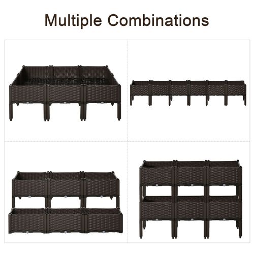 Stackable 6-Pc Raised Garden Bed Set with Drainage - Perfect for Small Spaces